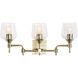 Margaux 3 Light 23.5 inch Antique Brass and Clear Bath Vanity Light Wall Light