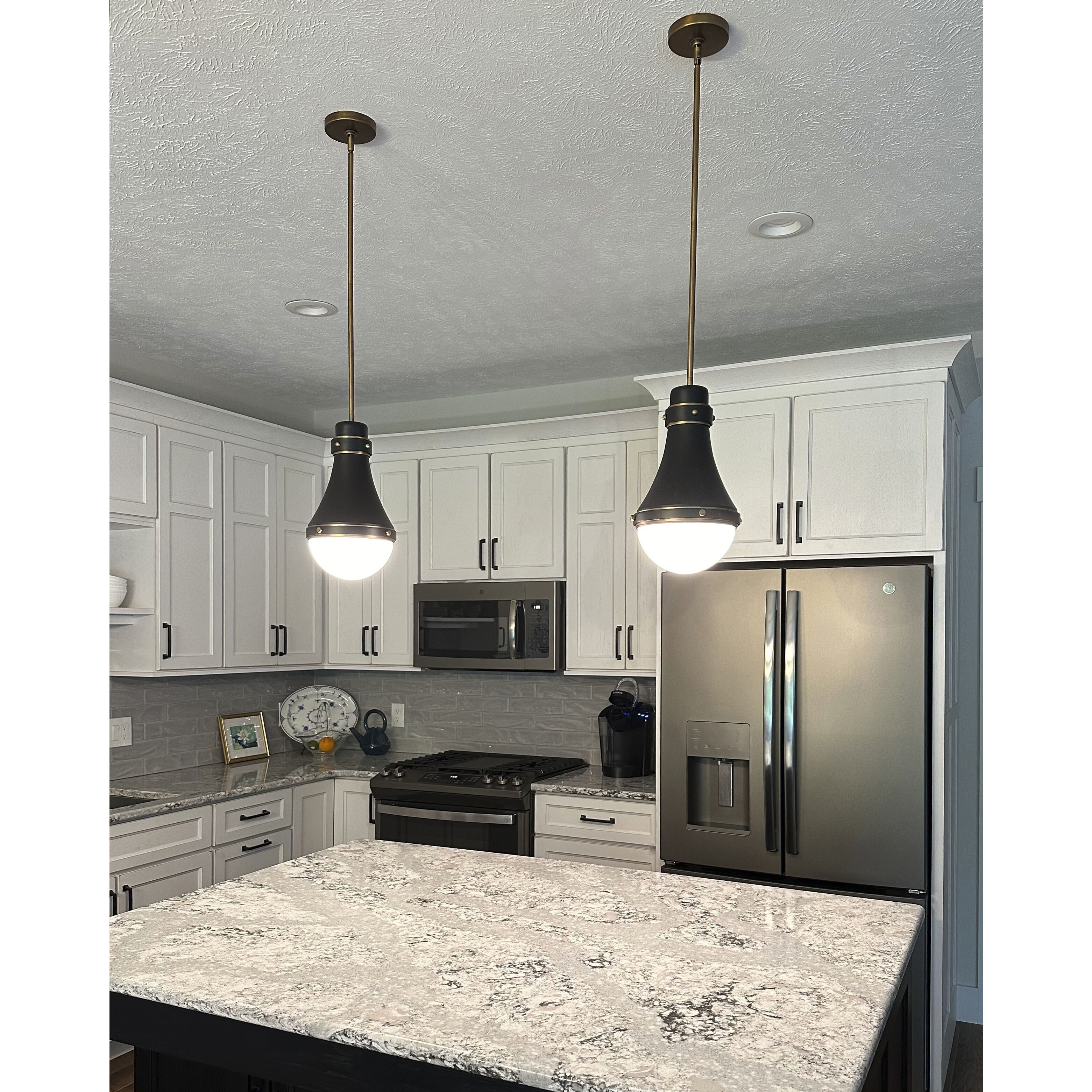 Oliver 1 Light 14.25 inch Dark Matte Grey with Bright Brass Indoor Pendant Ceiling Light