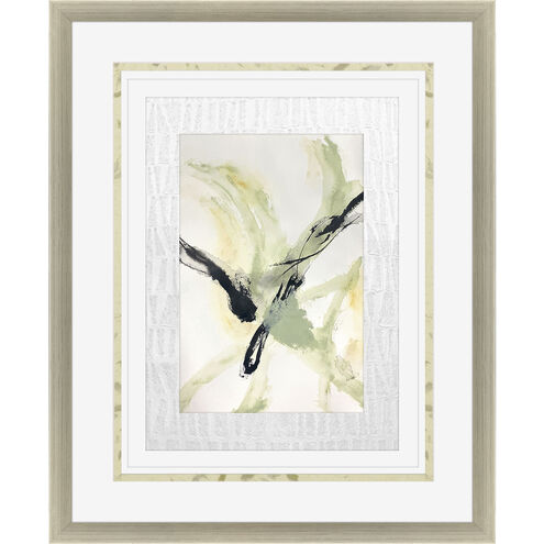 Petal Parade Green and Beige and Black and Yellow Framed Art