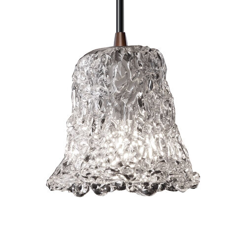 Veneto Luce 1 Light 4.5 inch Dark Bronze Pendant Ceiling Light in Clear Textured (Veneto Luce), Cylinder with Rippled Rim, Incandescent