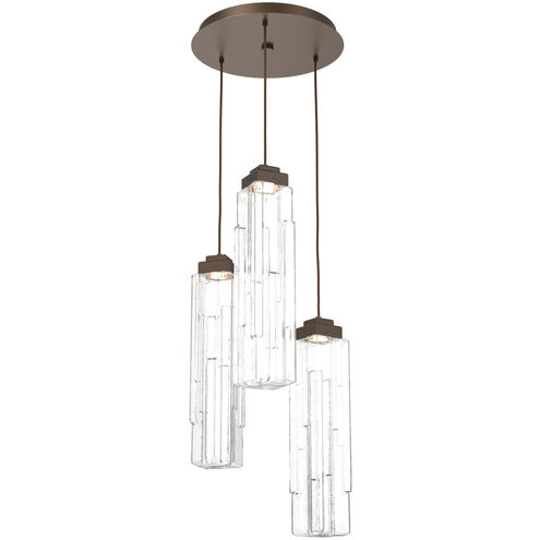 Ledgestone LED 16.5 inch Flat Bronze Chandelier Ceiling Light in Clear Ledgestone, 2700K LED, Round Multi-Port