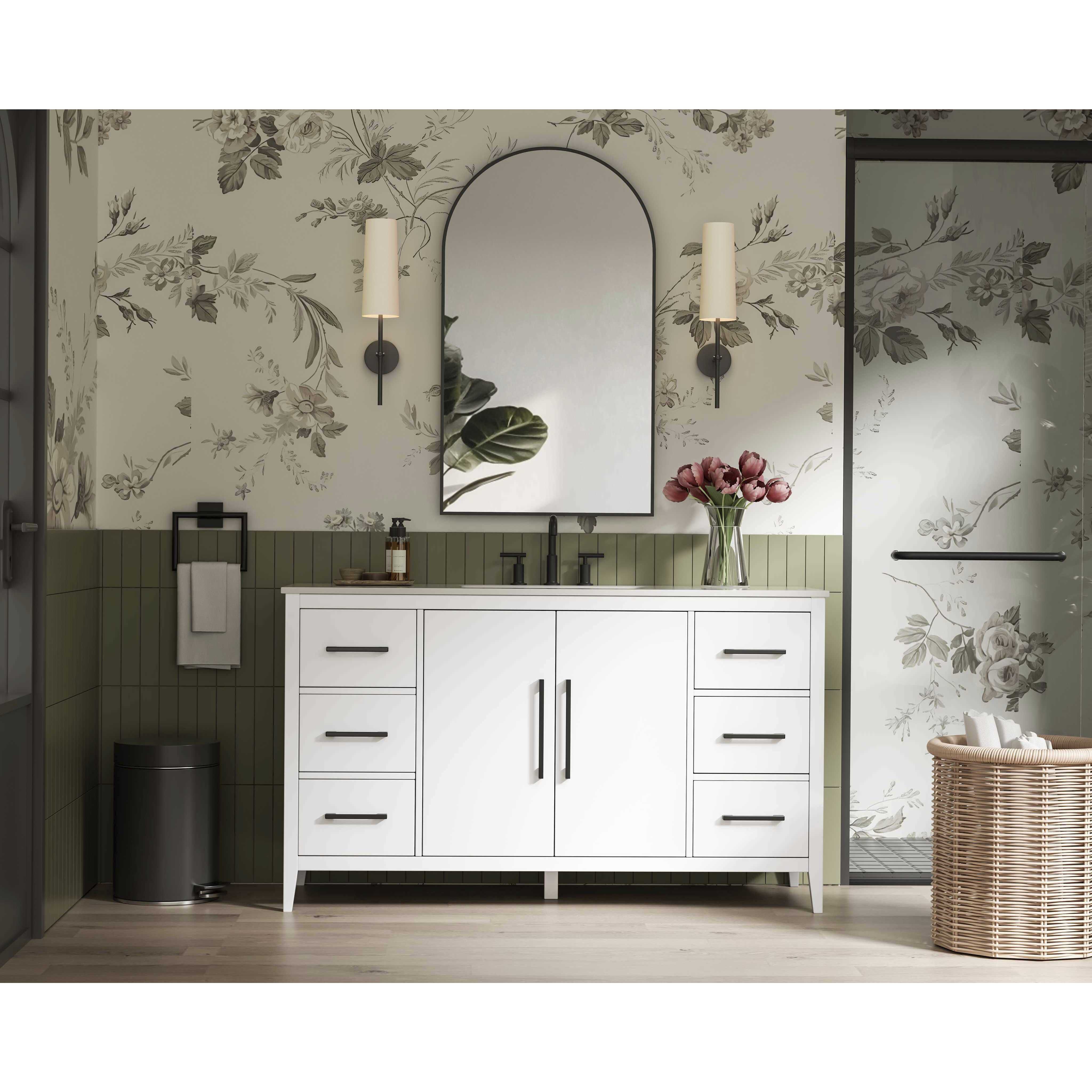 Millie 60 X 35 inch White Bathroom Vanity Cabinet