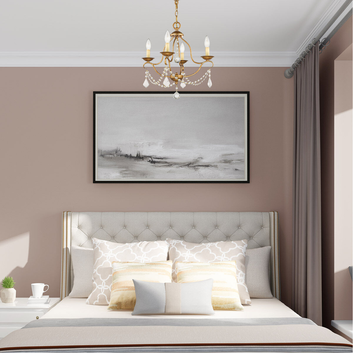 Chesterfield 4 Light 18 inch Antique Gold Leaf Mini Chandelier Ceiling Light