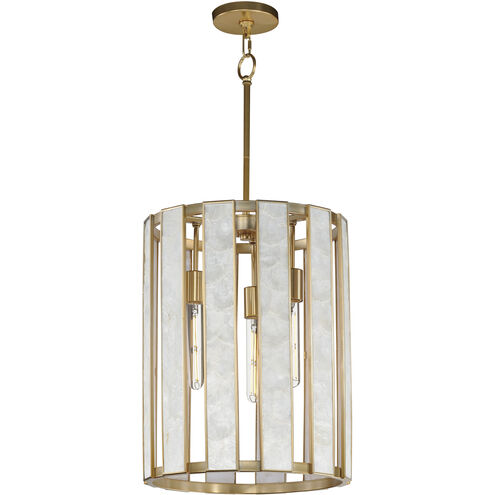 Miramar 3 Light 15 inch Capiz with Natural Aged Brass Entry Foyer Pendant Ceiling Light