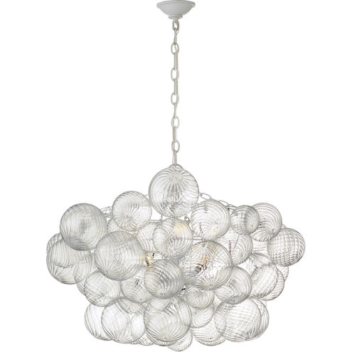Julie Neill Talia 8 Light 33 inch Plaster White and Clear Swirled Glass Chandelier Ceiling Light, Large