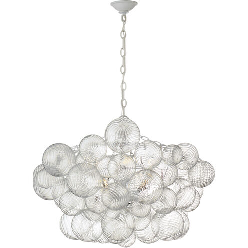 Julie Neill Talia 8 Light 33 inch Plaster White and Clear Swirled Glass Chandelier Ceiling Light in Plaster White and Crystal, Large