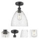 Edison Bristol Glass 1 Light 9 inch Matte Black Semi-Flush Mount Ceiling Light in Seedy Glass