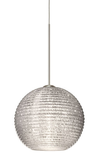 Besa Lighting Kristall LED Satin Nickel Pendant Ceiling Light in Glitter Ribbed Glass 1XT-4615GL-LED-SN - Open Box