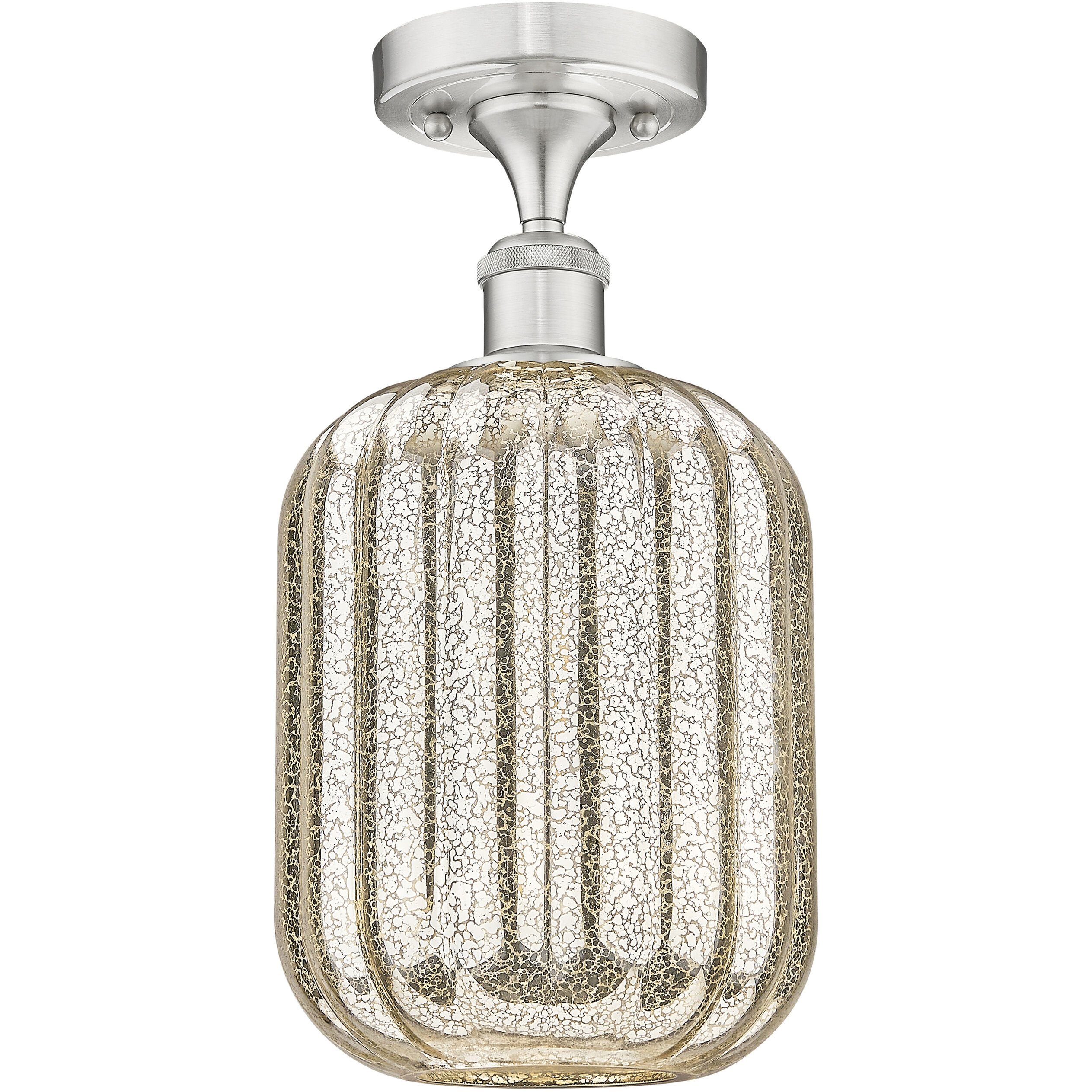 Ballston Preston 1 Light 6.75 inch Brushed Satin Nickel Semi-Flush Mount Ceiling Light in Mercury