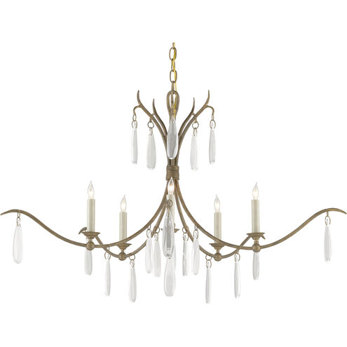 Marshallia 5 Light 38 inch Rustic Gold/Faux Rock Crystal Chandelier Ceiling Light, Small