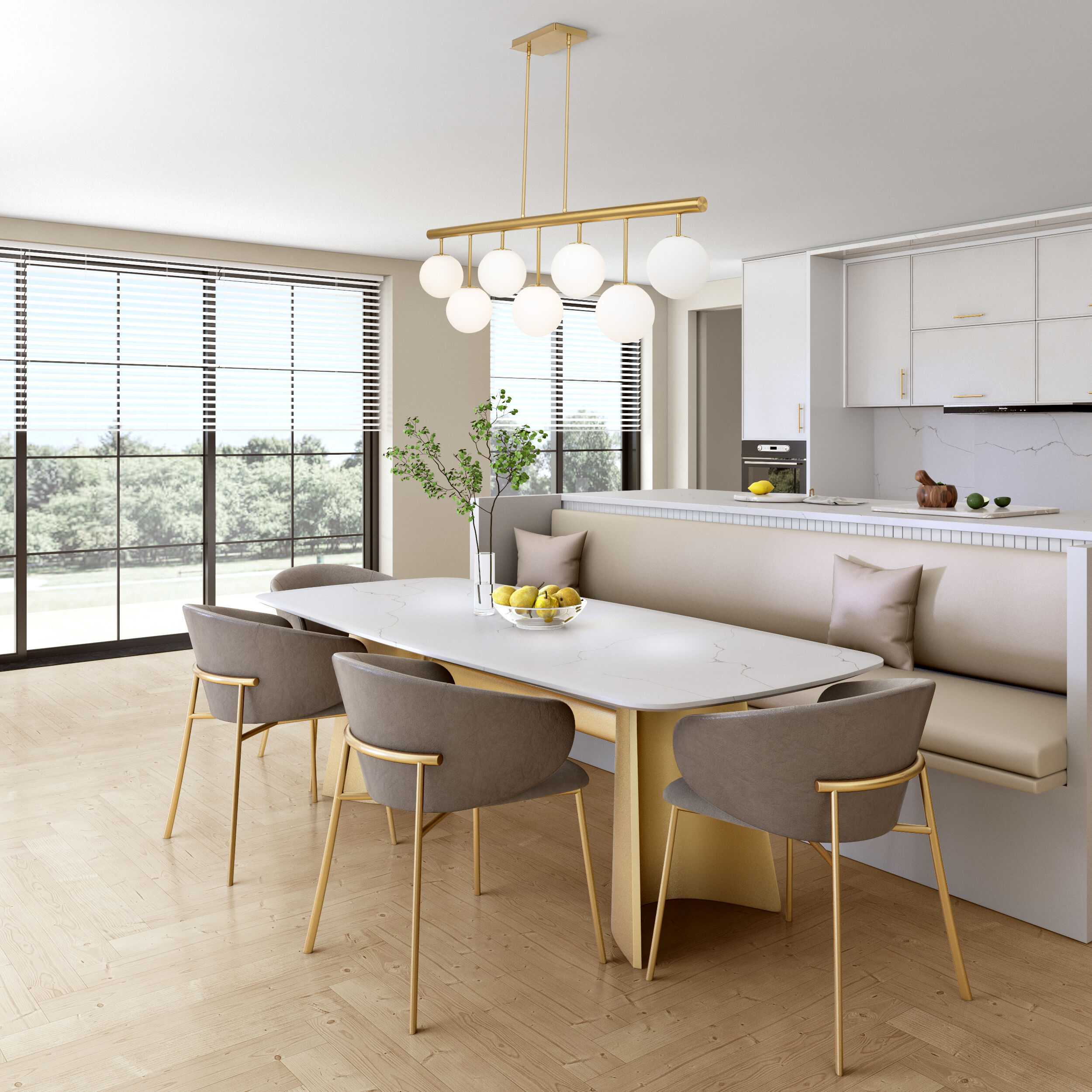 Aurelia LED 48 inch Brass Island Lights Ceiling Light