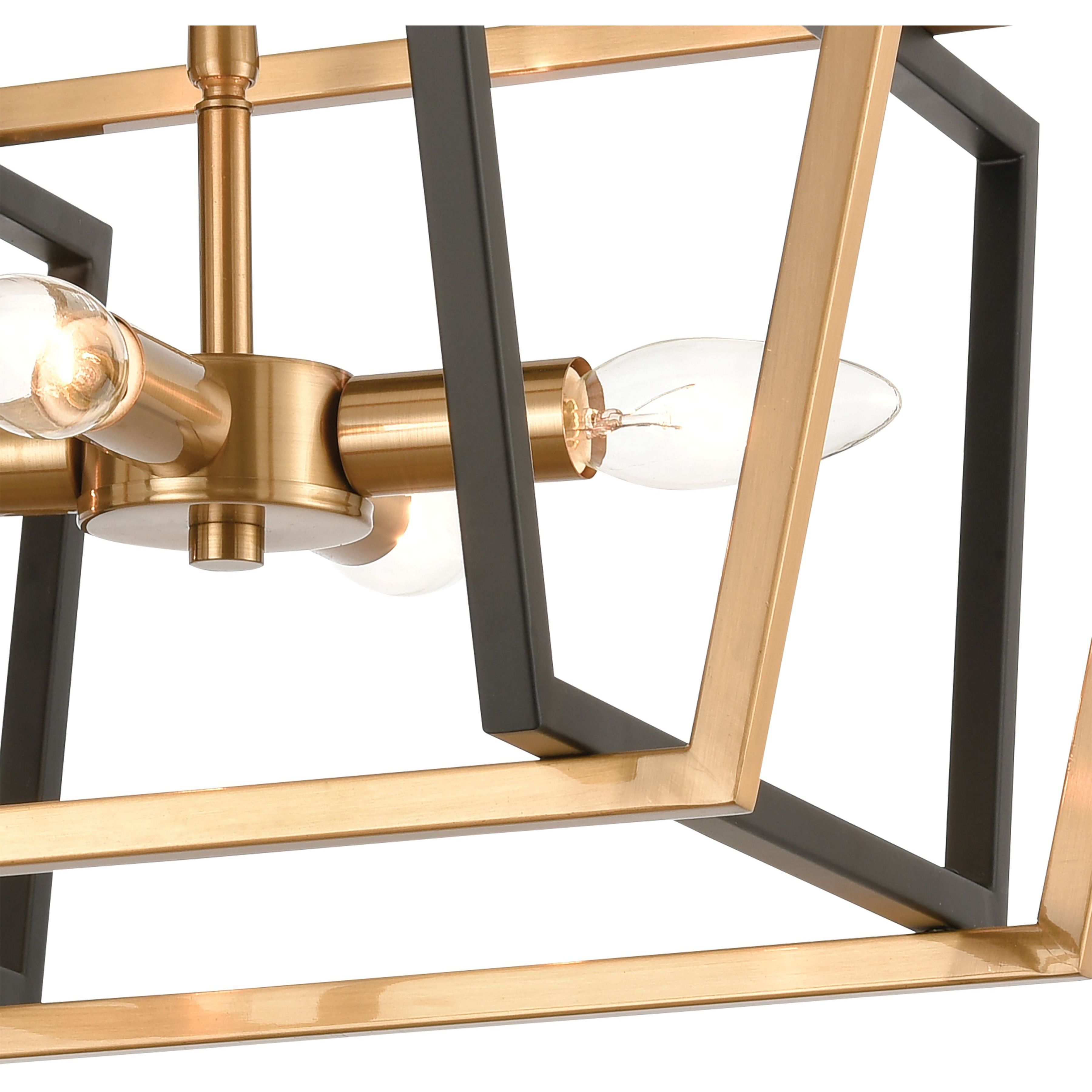 Bridgette 4 Light 16 inch Matte Black with Satin Brass Semi Flush Mount Ceiling Light