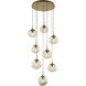 Nova Incandescent 3 Light Novel Brass Chandelier Ceiling Light, Round Multi-Pendant