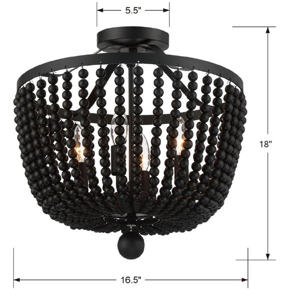 Rylee 4 Light 16.5 inch Matte Black Semi Flush Ceiling Light