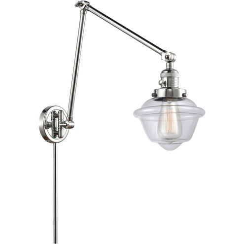 Small Oxford 30 inch 3.5 watt Polished Chrome Swing Arm Wall Light in Clear Glass, Franklin Restoration