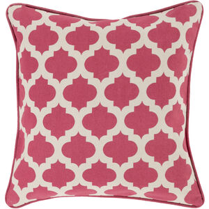 Morrocan Printed Lattice 18 X 18 inch Oatmeal/Rose Accent Pillow