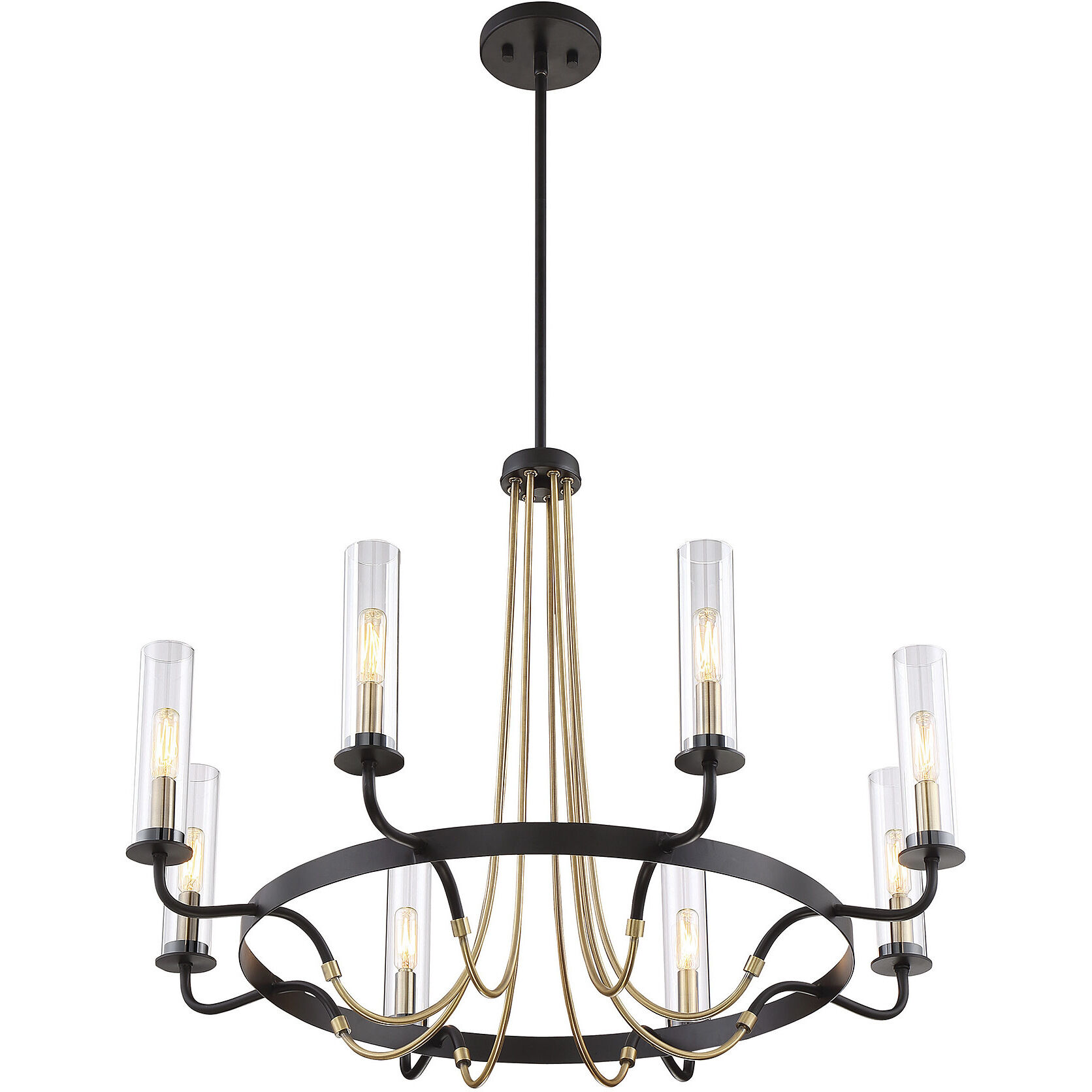 Kearney 8 Light 32 inch Vintage Black with Warm Brass Chandelier Ceiling Light
