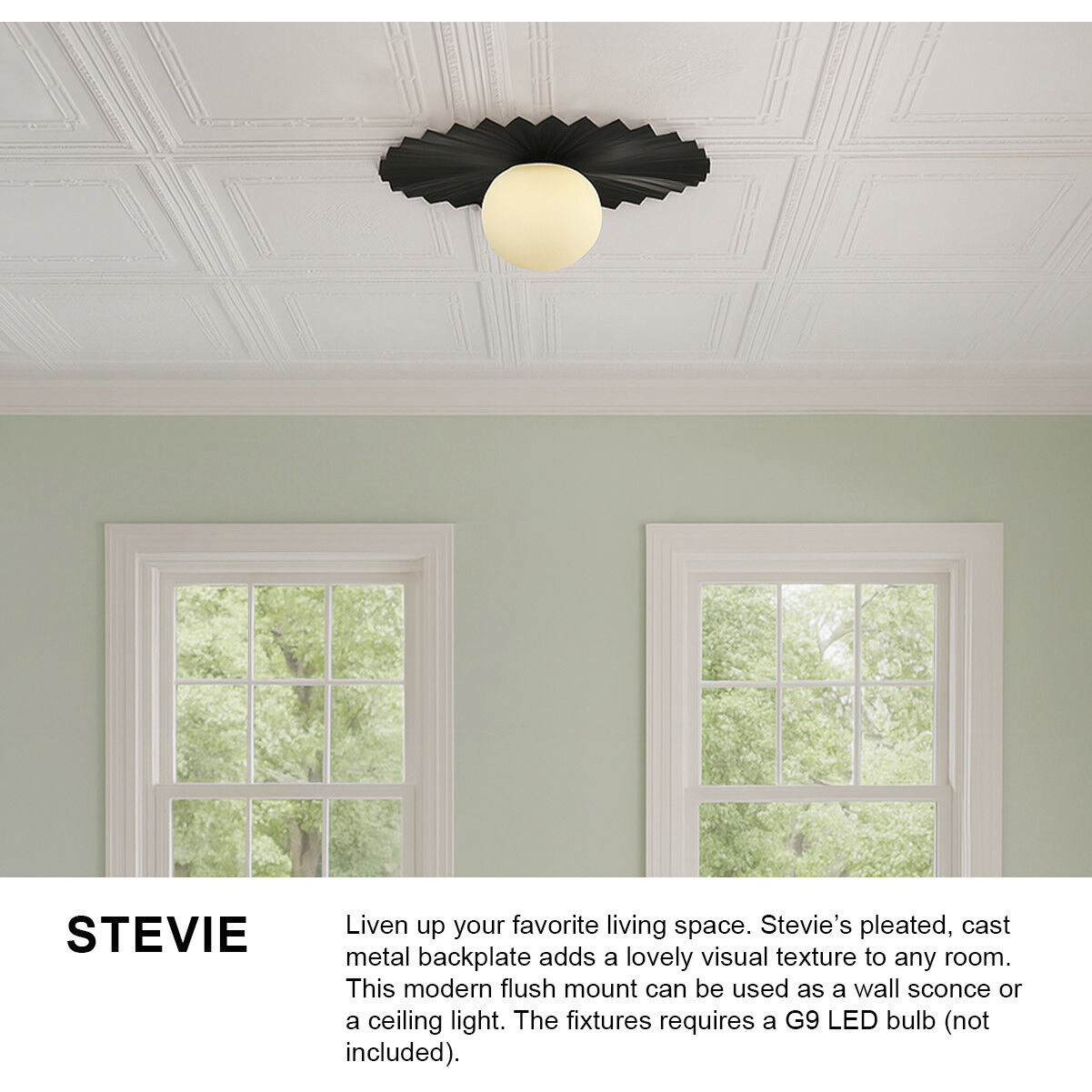 Stevie 1 Light 13.75 inch Black Flush Mount Ceiling Light, Medium