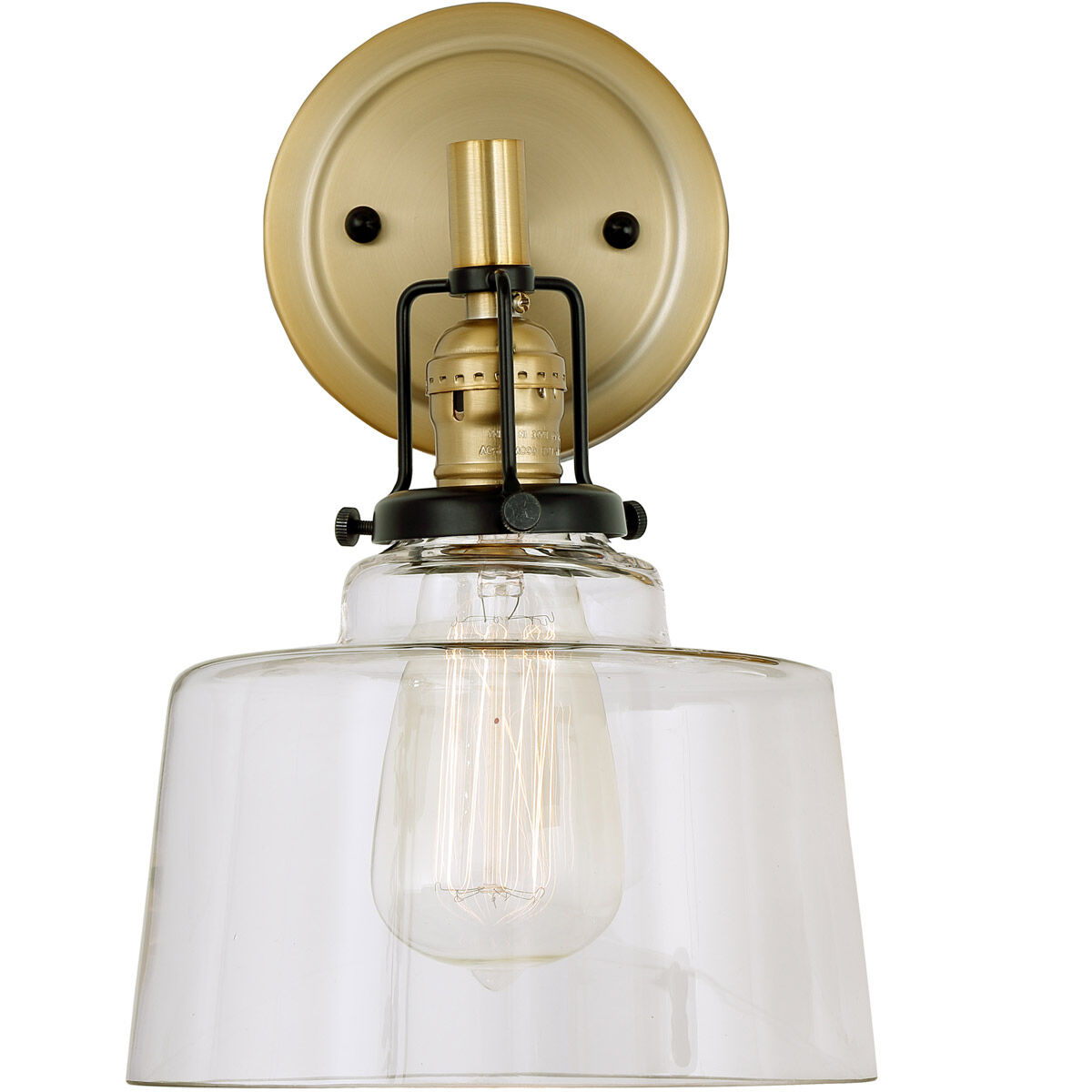 Nob Hill 1 Light 7 inch Satin Brass and Black Wall Sconce Wall Light