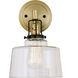 Nob Hill 1 Light 7 inch Satin Brass and Black Wall Sconce Wall Light