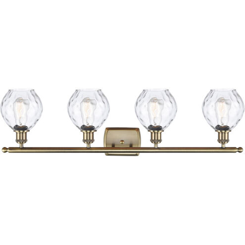 Ballston Small Waverly 4 Light 36 inch Antique Brass Bath Vanity Light Wall Light in Incandescent, Clear Glass, Ballston