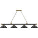 Cordon 4 Light 81.75 inch Matte Black and Rubbed Brass Billiard Ceiling Light in Matte Black Steel