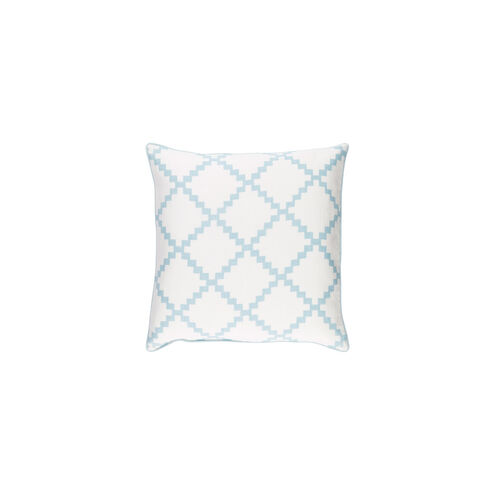 Parsons 20 X 20 inch White and Aqua Throw Pillow
