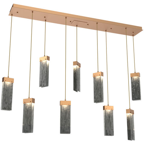 Parallel LED Novel Brass Linear Pendant Ceiling Light in Smoke Granite, 2700K LED, Multi-Port