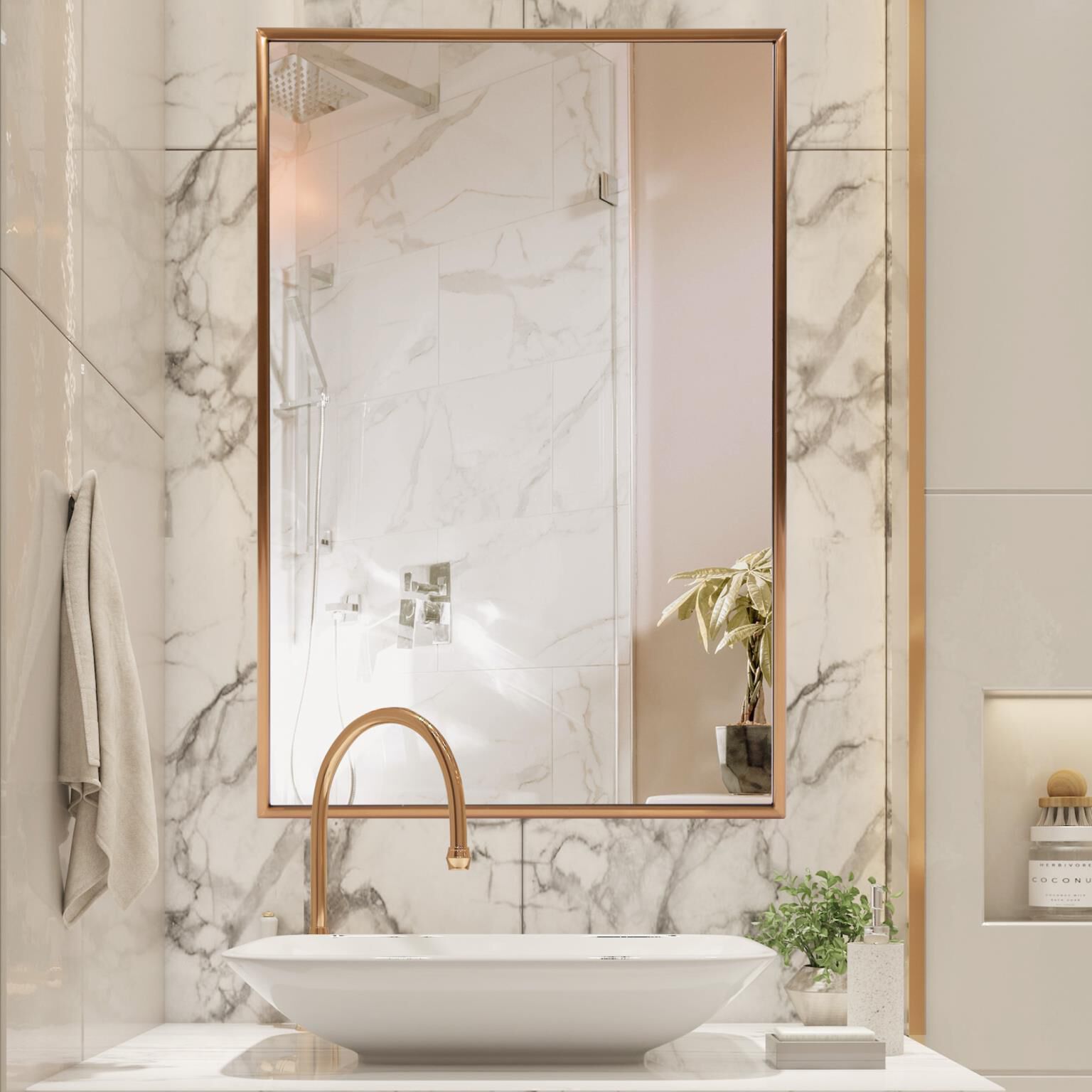 Yorkville 36 X 24 inch Brushed Brass Vanity Mirror