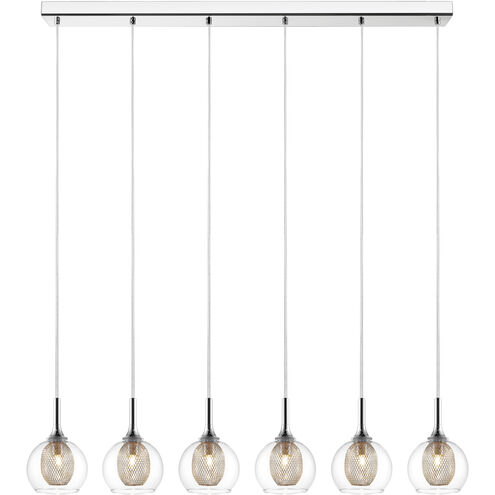 Auge 6 Light 43.7 inch Chrome Linear Chandelier Ceiling Light