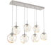 Aster LED LED Beige Silver Linear Pendant Ceiling Light in 3000K LED, Metallic Beige Silver, Geo Inner - Amber Outer, Multi-Port