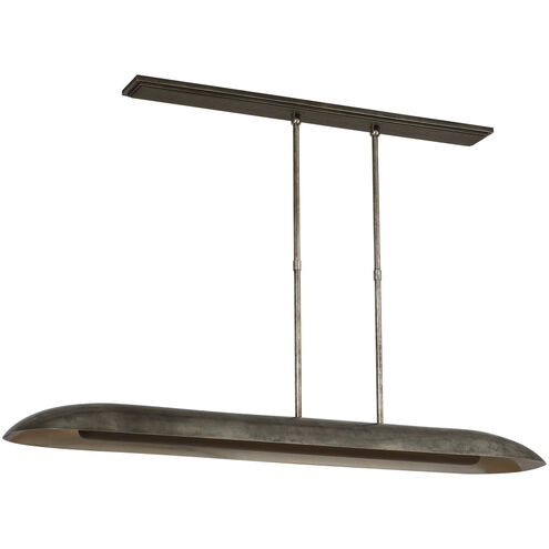 Anne-Marie Barton Remi Linear Pendant Ceiling Light in Mottled Pewter and Warm Walnut