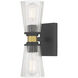 Lustria 2 Light 4.25 inch Matte Black and Vintage Brass Wall Sconce Wall Light