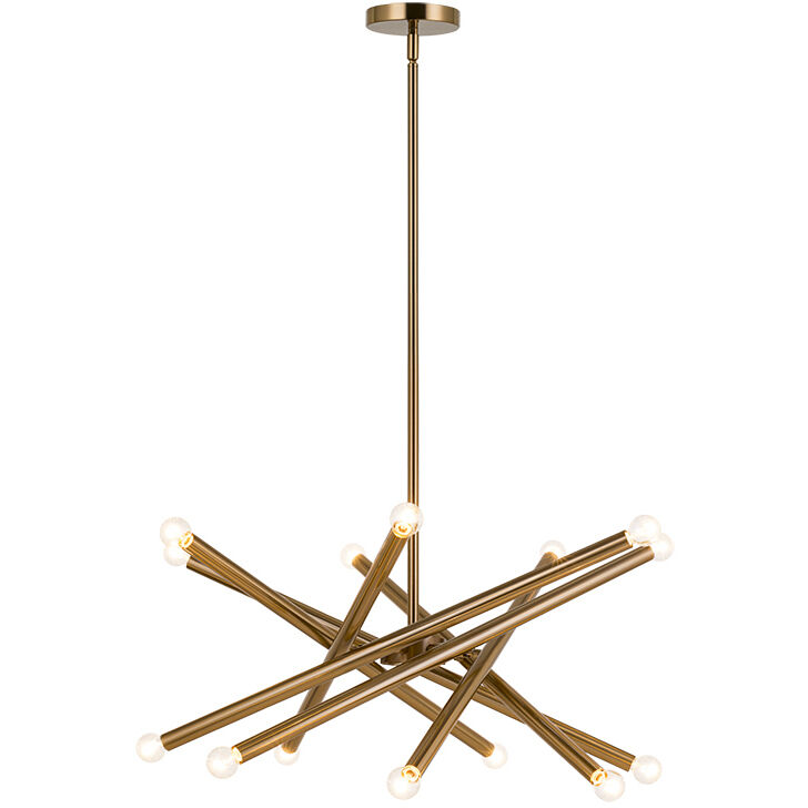 Matchstix 14 Light 39 inch Aged Gold Brass Pendant Ceiling Light in Aged Gold Brass and Clear