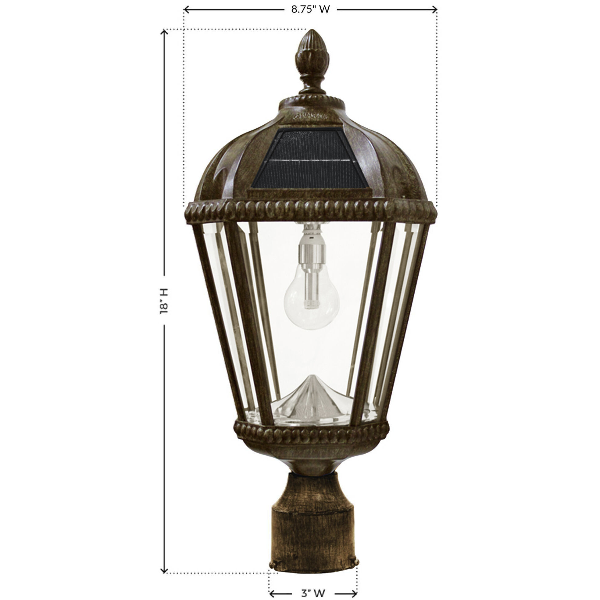 Royal LED 18 inch Weathered Bronze Post Light, Solar