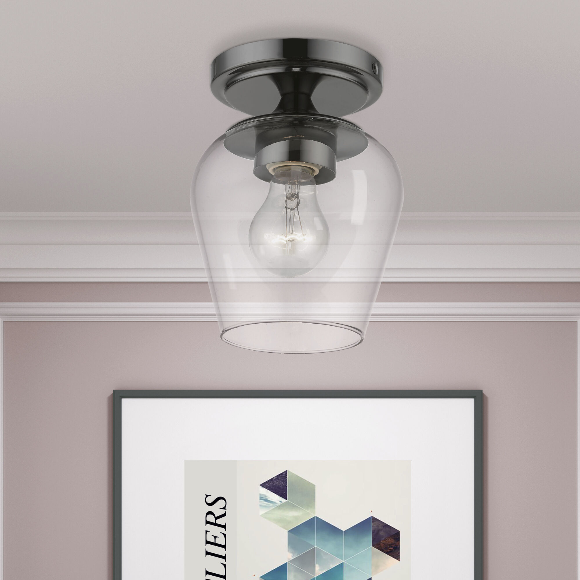 Willow 1 Light 6 inch Black Chrome Flush Mount Ceiling Light