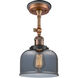 Franklin Restoration Large Bell 1 Light 8 inch Antique Copper Sconce Wall Light in Plated Smoke Glass