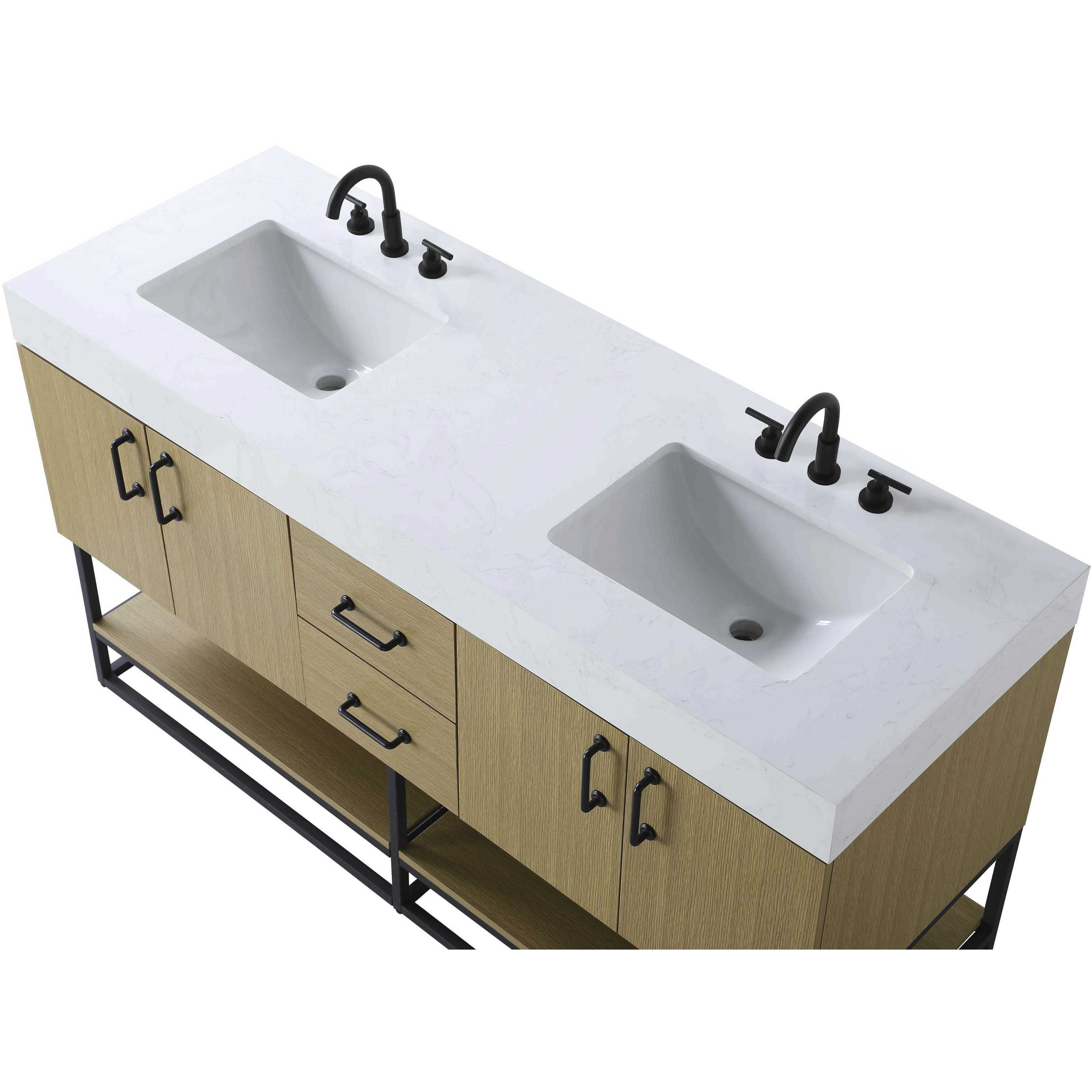 Caroline 60 X 34 inch Honey Brown Bathroom Vanity Cabinet