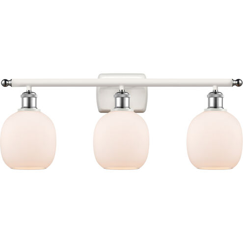 Ballston Belfast 3 Light 26 inch White and Polished Chrome Bath Vanity Light Wall Light in Matte White Glass, Ballston