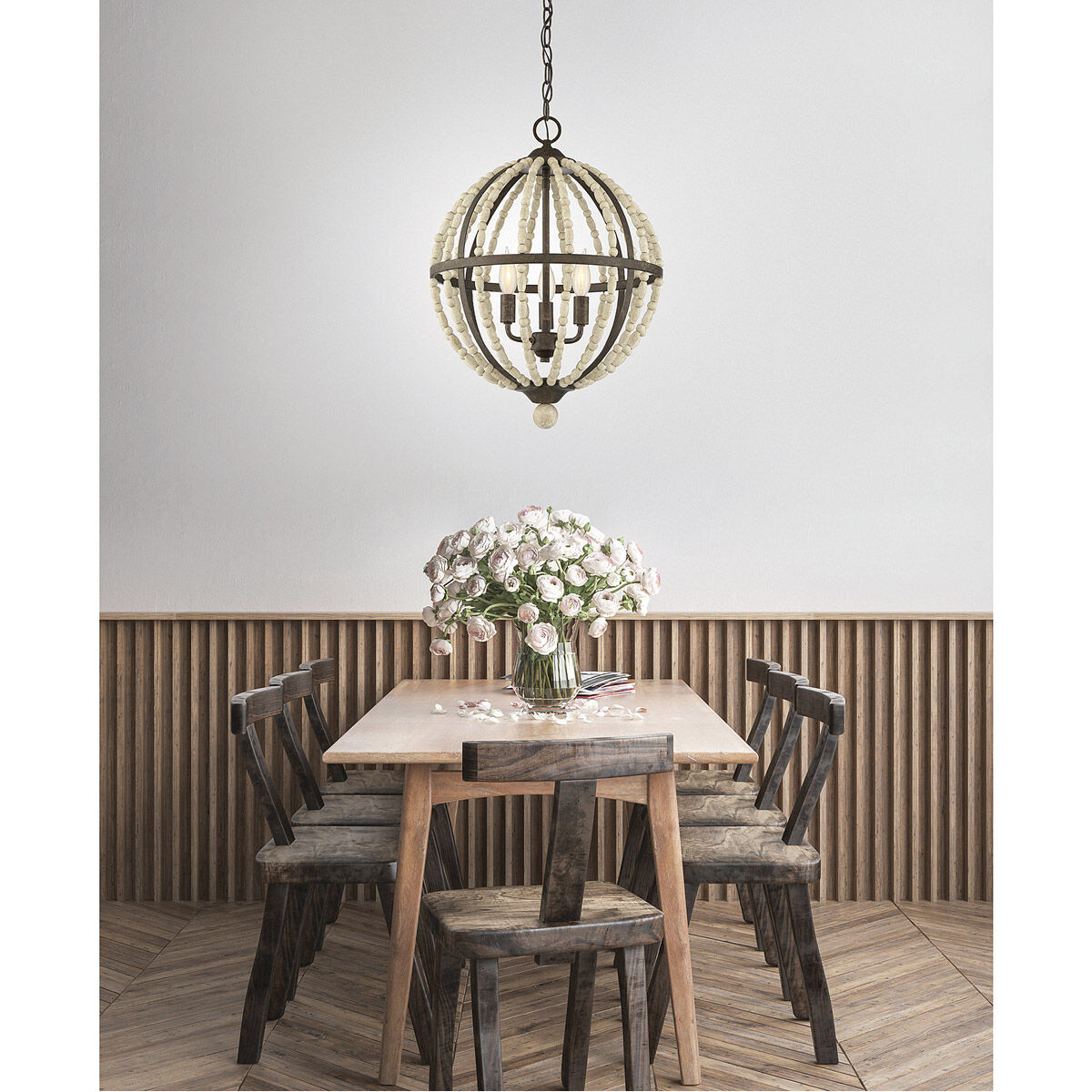 Meridian M70099AV Shabby Chic 3 Light 18 inch Avignon Pendant Ceiling Light