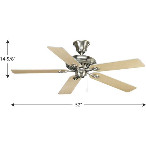 AirPro 52 inch Brushed Nickel with White/Natural Cherry Blades Ceiling Fan