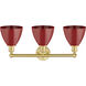 Plymouth Dome 3 Light 25.5 inch Satin Gold Bath Vanity Light Wall Light in Red, Cone