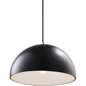 Radiance Collection 1 Light 12.5 inch Gloss Black and Matte White with Matte Black Pendant Ceiling Light in White Cord, Dark Bronze, Gloss Black/Matte White