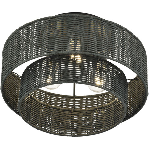 Weavington 3 Light 15 inch Black Semi Flush Mount Ceiling Light, Large