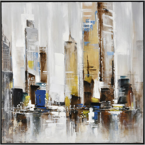 Sympony Cityscape Gray with Ochre and Black Framed Wall Art