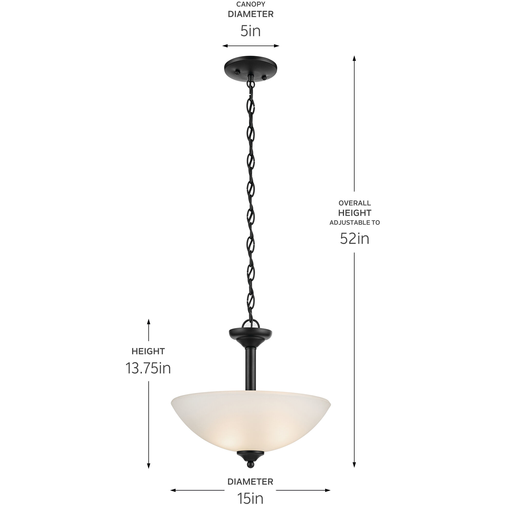 Jolie 2 Light Black Inverted Pendant/Semi Flush Ceiling Light in Incandescent