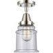 Franklin Restoration Canton 1 Light 6 inch Polished Nickel Flush Mount Ceiling Light in Seedy Glass