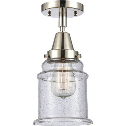 Franklin Restoration Canton 1 Light 6 inch Polished Nickel Flush Mount Ceiling Light in Seedy Glass