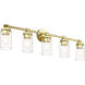 Whittier 5 Light 35 inch Polished Brass Vanity Wall Sconce Wall Light, Large
