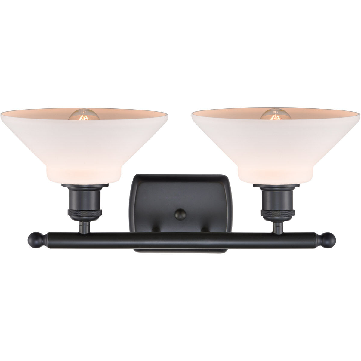 Ballston Orwell 2 Light 18 inch Matte Black Bath Vanity Light Wall Light in Matte White Glass, Ballston